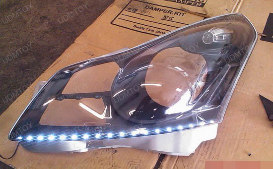 Installing The Audi Style Led Strips On Headlight Lens Ijdmtoy Infiniti G35 Led Strip Headlights 2